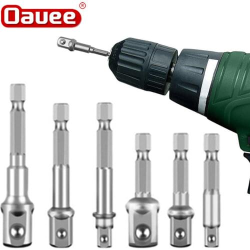 Newest Chrome Vanadium Steel Socket Adapter Hex Shank to 1/4" 3/8" 1/2" Extension Drill Bits Bar Hex Bit Set Power Tools tightly
