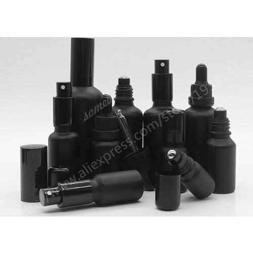 5ml,10ml,15ml,20ml,30ml,50ml,100ml Frosted Black Glass Dropper Bottle ,Glass Bottle With Roll On,Matt Black Glass Sprayer Bottle
