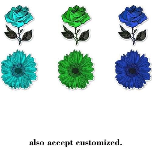 6pcs/set Colourful Flowers Rose Chrysanthemum Wall Sticker Luggage Vinyl Decal