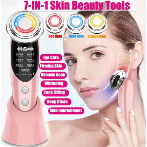 7 In 1 RF Face Care Beauty Device Skin Lifting Deep Cleasing Importer LED Photon Light Therapy Anti Aging Wrinkle Tools Massager