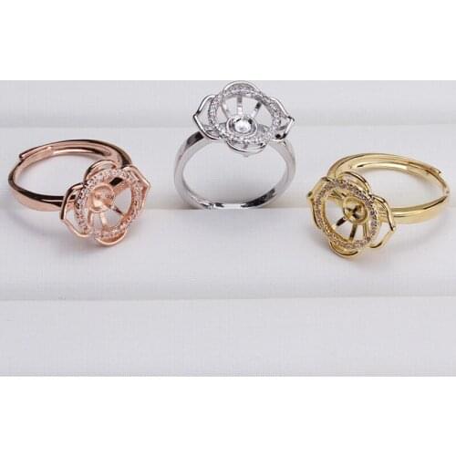 NEW ARRIVAL Ring Mountings Base Findings Adjustable Ring Jewelry Set Parts Fittings for Akoya Edison Pearls Jade Coral Beads