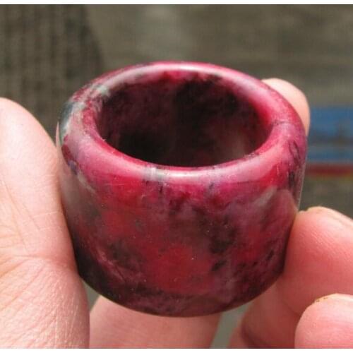 Free Shipping vintage natural pink hand carved band thumb ring sz14. collectable ring