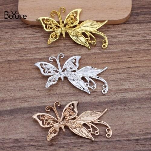 BoYuTe (10 Pieces/Lot) 35*65MM Metal Alloy Butterfly Leaf Materials Factory Direct Supply Handmade DIY Jewelry Accessories