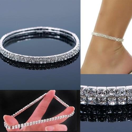 Womens Rhinestone Bracelet Elastic Decorative Fashion Shining Bracelet Charm Bracelet Leg Chain Jewelry Accessories