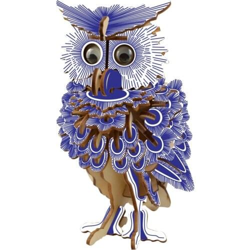 3D Owl Wooden Puzzle Jigsaw Wood Craft Modelling Toy Kit Kids DIY Educational Toy Handicrafts Child Gift