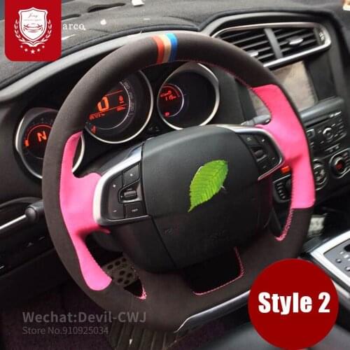 For Citroen C-QUATRE C5 Xsara C4LC2 DS56 C3-XR C4L DS Steering wheel cover hand-stitched Premium Leather car accessories