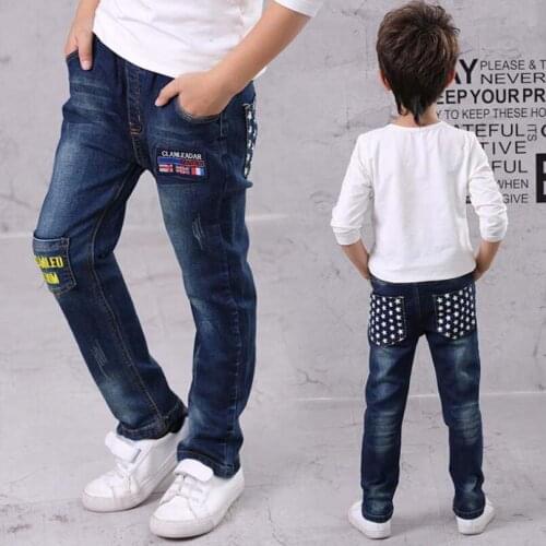 Baby boys jeans kids long style cartoon trousers 3-15T teenage autumn denim trousers baby boy thin trousers child spring pants