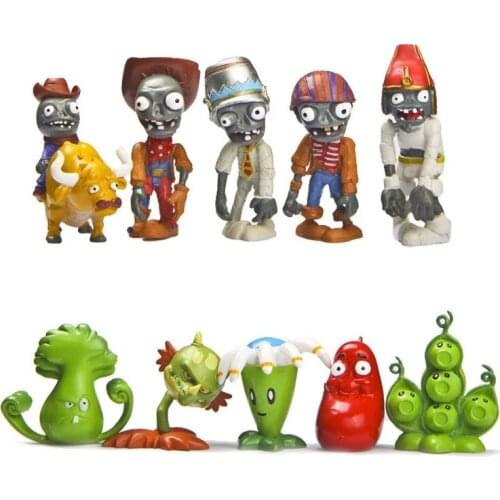 10pcs/lot Plants vs Zombies PVC Action Figures Toys PVZ Bonk Choy Zombie Bull Rider Figure Collection Model Toy Kids Gifts
