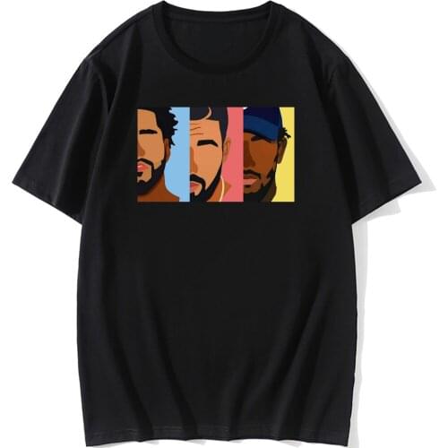 Drake J Cole Kendrick Lamar Hip Hop Mens T-shirts Fashion Cool Design Men Cotton Round Neck T-shirt Rap Rock Aesthetic Tees
