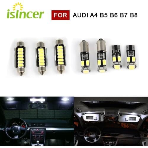 Perfect White Canbus LED Bulb Interior Dome Map Overhead Lights Kit For Audi A4 S4 RS4 B5 B6 B7 B8 Replacement Lamp 1995-2015