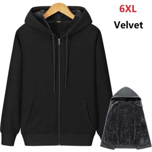Plus Size 6XL 5XL Autumn Winter Clothing Plus Fat Velvet Thick MenS Pure Cotton Hooded Zipper Cardigan Fat Jacket Jack