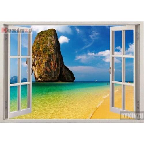 Kexinzu Full Square/Round 5D Diy Diamond Painting Cross Stitch "Window Scenery " Diamond 3D Embroidery Mosaic Home Decor 057