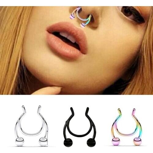 1pcs New Fake Nose Piercing Nose Ring Fake Nostril Fashion Septum Nose Clip Women Body Daith Piercing Jewelry Fake Nose Piercing