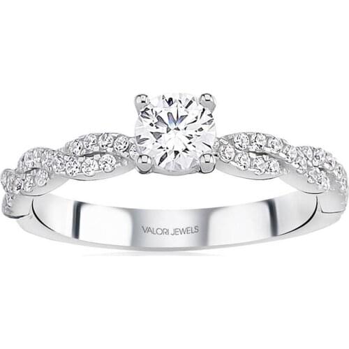 Valori Jewels 0.65 Carat, Zirconia White Round Gemstone, Rhodium Plated, Solitaire Ring