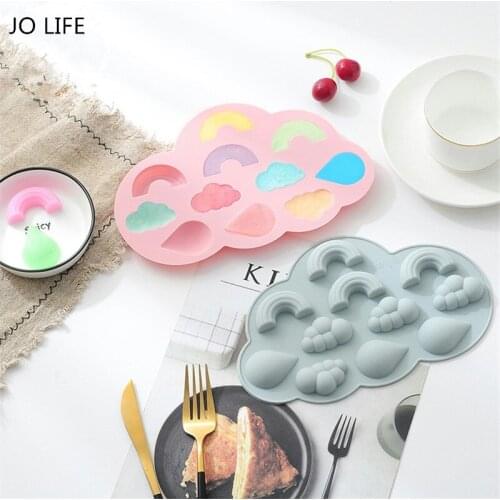 JO LIFE Creative Cartoon Cloud Rainy Water Drop Cake Rainbow Decoration Mold Silicone Baking Tool Pudding Chocolate Mold