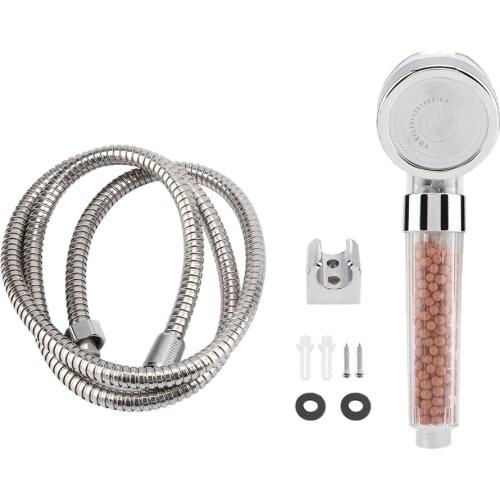Multifunction High Pressure Shower Head and Hose Bracket Water Saving Lonic Filter Bathroom Accessories Set With Hose Detachable