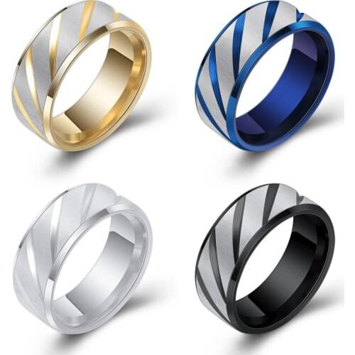Stainless Steel Fashion Ring Inner Arc Double Oblique Side Batch Flower Twill Ring Jewelry