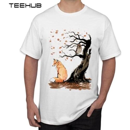 TEEHUB Fashion Winds of Autumn Print Men T-Shirt Hot Design Fox T Shirt Short Sleeve Casual Men Clothing Cool Tee