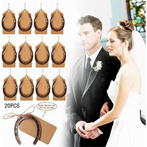 20Set Creative DIY Wedding Horseshoe Pendant with Blank Kraft Paper Tags Label Baby Shower Souvenir Party Supplies