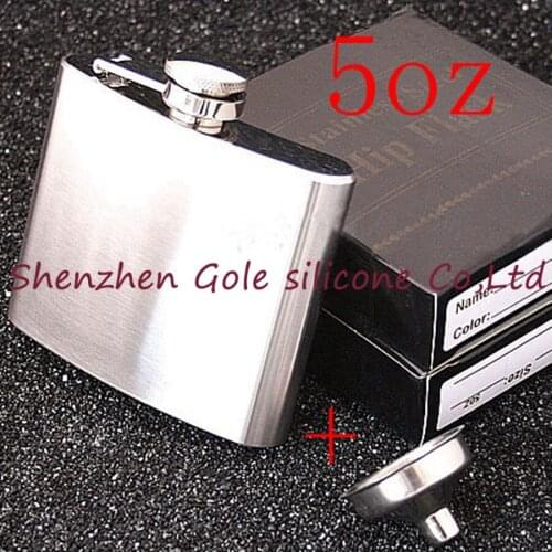 Wholesale 50pcs/lot Mini Portable 5oz Stainless Steel Hip Flask Liquor Whisky Alcohol Cap + Funnel Drinkware Hot Sale Gift