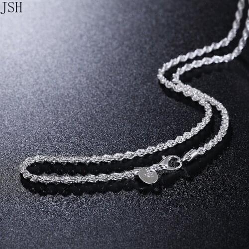 Wholesale 16-24inches Rope chain 3mm hot sale fashion , cute silver color women men Necklace jewelry for pendant JSH