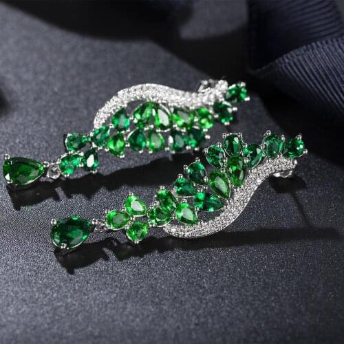 Crystal diamond-encrusted silver earrings lady exaggerated wings temperament long earrings fashion accessories