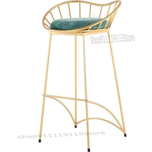 Nordic Net Red Ins Simple Gold Bar Chair Household Back High Stool Bar Stool Front Desk Dining Room Bar Chair