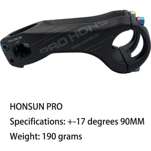 HONSUN PRO bicycle stem 17 Degree Angle MTB Bike Stems Parts 90mm High-Strength 31.8mm Stem for XC AM MTB Mountain Road Bike