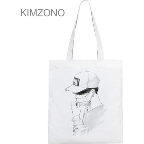 Bangtan Boys shopping bag bolsas de tela grocery shopper shopping jute bag cotton bag jute sacola reciclaje cabas