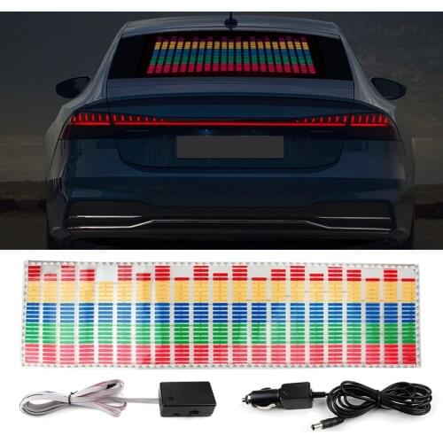 90x25cm 45x11cm Car RGB LED Music Rhythm Flash Light Sound Activated Sensor Equalizer Rear Windshield Sticker Styling Neon Lamp