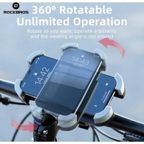 ROCKBROS Bicycle Phone Holder Adjustable Ultra-light Quick Release Cycling Handlebar Rotatable Phone Mount ABS Bike Accessories