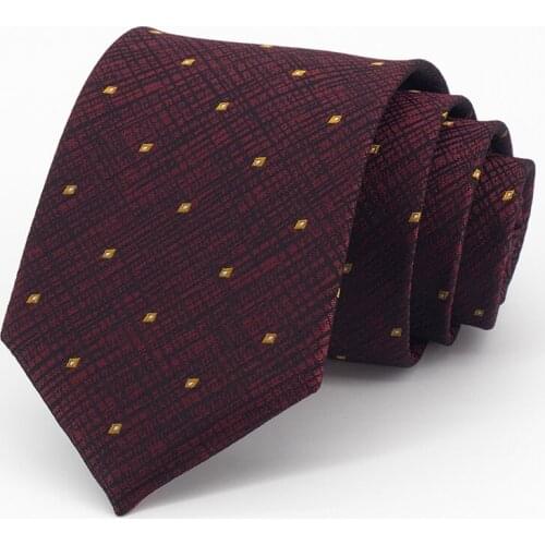 High Quality 8CM Wide Business Tie For Men Deep Red Fashion Formal Gentleman Necktie Party Wedding Work With Gift Box JML2764