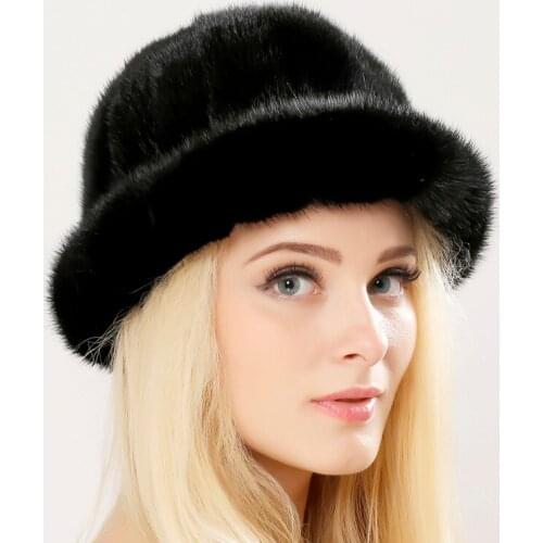 Womens Winter Hats Knitted Beanie With mink Fur Ball Women Customized Headgear Hat For Women Casual Female Mink Fur Hats