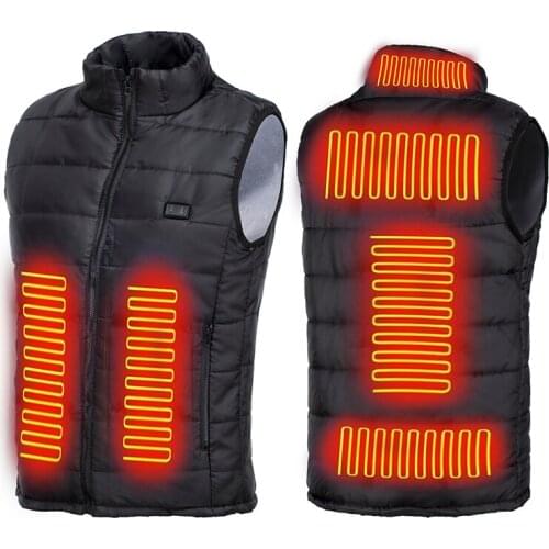 New 9 Places Heated Vest Men Women Usb Heated Jacket Heating Vest Thermal Clothing Hunting Vest Winter Fashion Heat Jacket Black