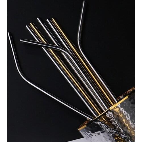 1PC Colorful Reusable Drinking Straw High Quality 304 Stainless Steel Metal Straw with Cleaner Brush