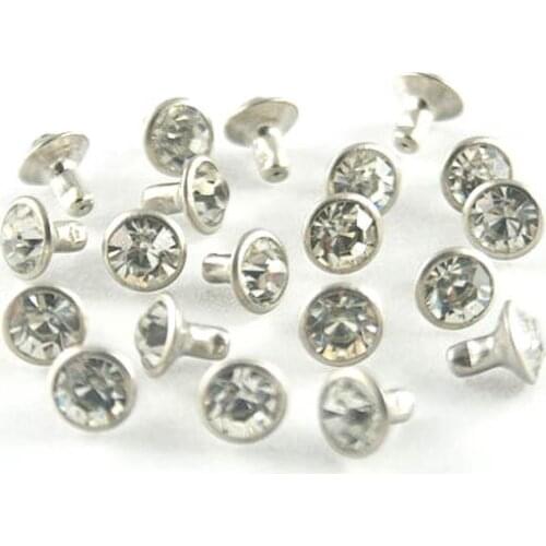 1440 Sets Glass Rhinestone White Crystal Rivets Studs Decorations Findings 7mm
