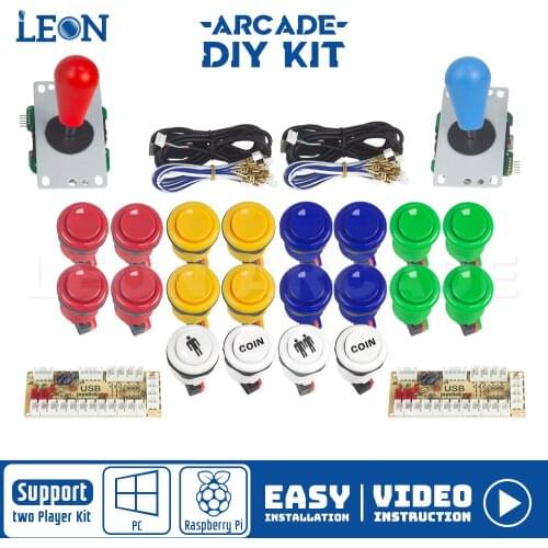 2 Player Zero Delay Usb Encoder Happ Arcade Buttons 5 Pin 8 Way Kit Joystick Mame Arcade Usb To Pc/Ps3/Andriod/Rasberry Pi