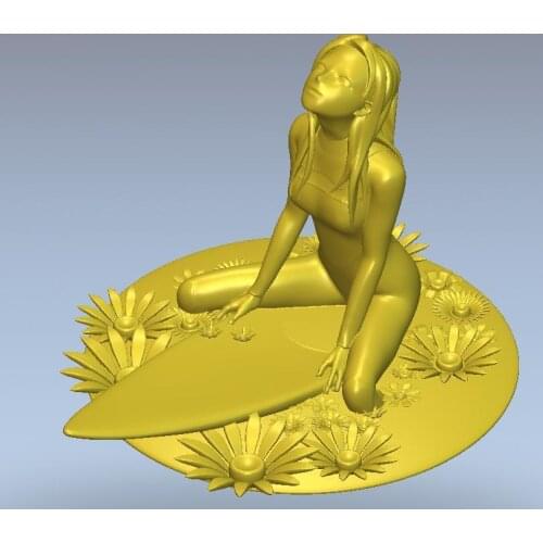 3d model relief for cnc or 3D printers in STL file format Girl on a lily