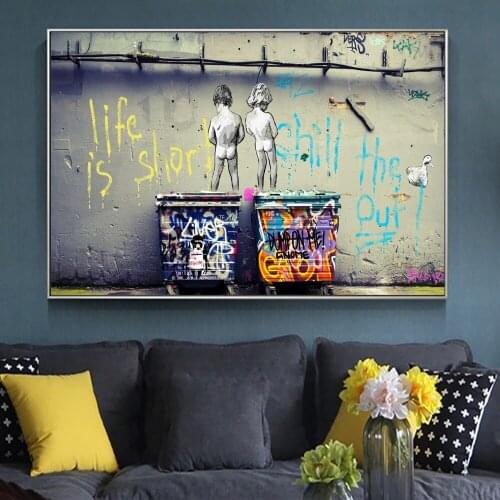 Abstract Banksy Street Art Kids Peeing Canvas Poster And Prints Wall Pictures On The Decorative Painting Mural Decoration