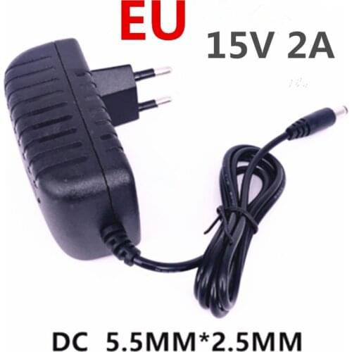 DC15V 2A EU Adapter AC 220v to DC 15v Converter Power Supply Charger 5.5mm x 2.5-2.1mm for Mobile TV Switches