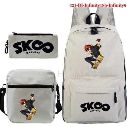 Anime SK8 The Infinity Backpack Student Schoolbag Shoulder Bag Pencil Case Three-piece Set Casual Printed Computer Travel Bag