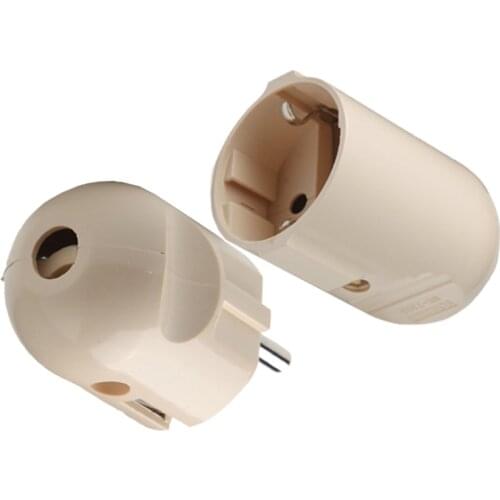 White 10A Korea Russia Germany EU Assemble Wiring Plug Online Power Cable Connector Female Male 2Pole Electrical Socket Plug