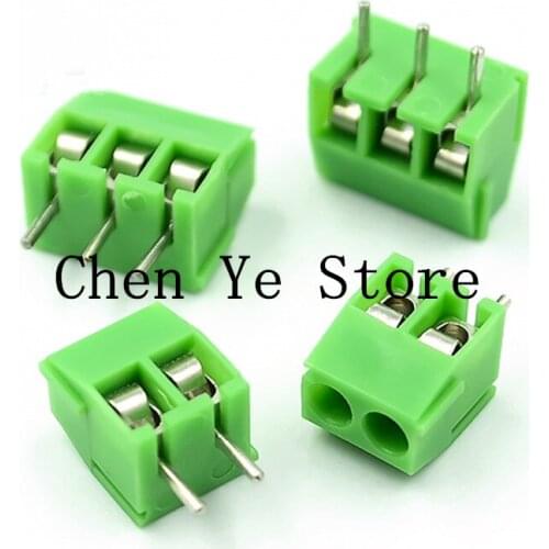 Free shipping 100Pcs/lot KF350-3.5-2P + KF301-3P Pitch 3.5mm Straight Pin 2P 3P Screw PCB Terminal Block Connector green