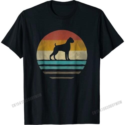 Boxer Dog Shirt Retro Vintage 70s Silhouette Breed Gift Cool Top T-shirts Tops T Shirt for Men Cute Cotton Family T Shirts
