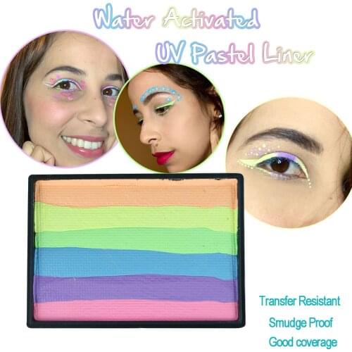 Bowitzki UV Glow Neon Split Cakes Liner Rainbow Water Activated Pastel Eyeliner Face Paints Body Painting Makeup Eyeshadow 50g