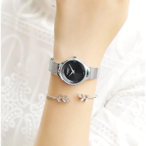 Elegant Women Watches CURREN Fashion Quartz Stainless Steel Mesh Watch Female Simple Wristwatch for Ladies Clock reloj mujer