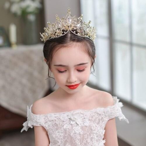 Kids Tiaras Crown Accessories Princess Crown Hair Jewelry Pearl Rhinestone Diadems Children Hair Ornaments Party Girls Gift