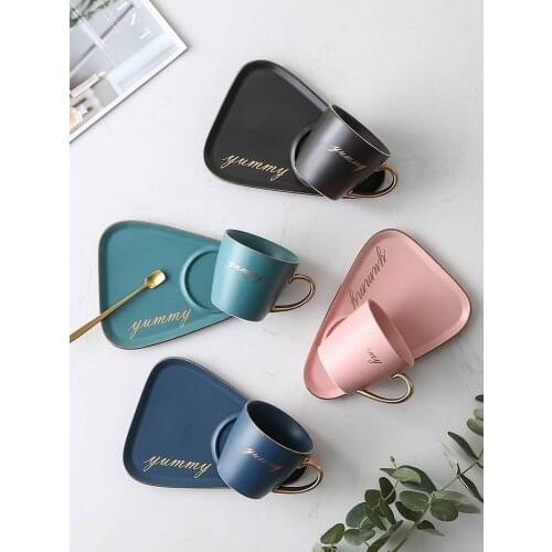 European Luxurious Ceramic Office Coffee Cup And Saucer Set Milk Tea Mugs Birthday Couples Gifts Friends Cup With Spoon Gift Box