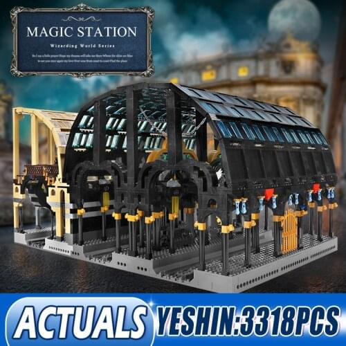 MOULD KING 12011 Creative City Series Toys MOC Magic Movie Express Train Station Model Building Blocks Brick Kids Christmas Gift
