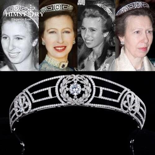 Himstory Classic European Royal Queen Crown Wedding Tiaras CZ Crystal Headband Wedding Headdress Party Evening Hair Accessories